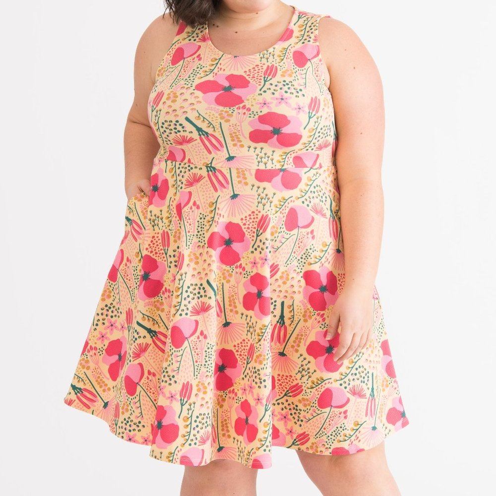 Agnes & Dora Fit & Flare Dress Full Bloom Yellow